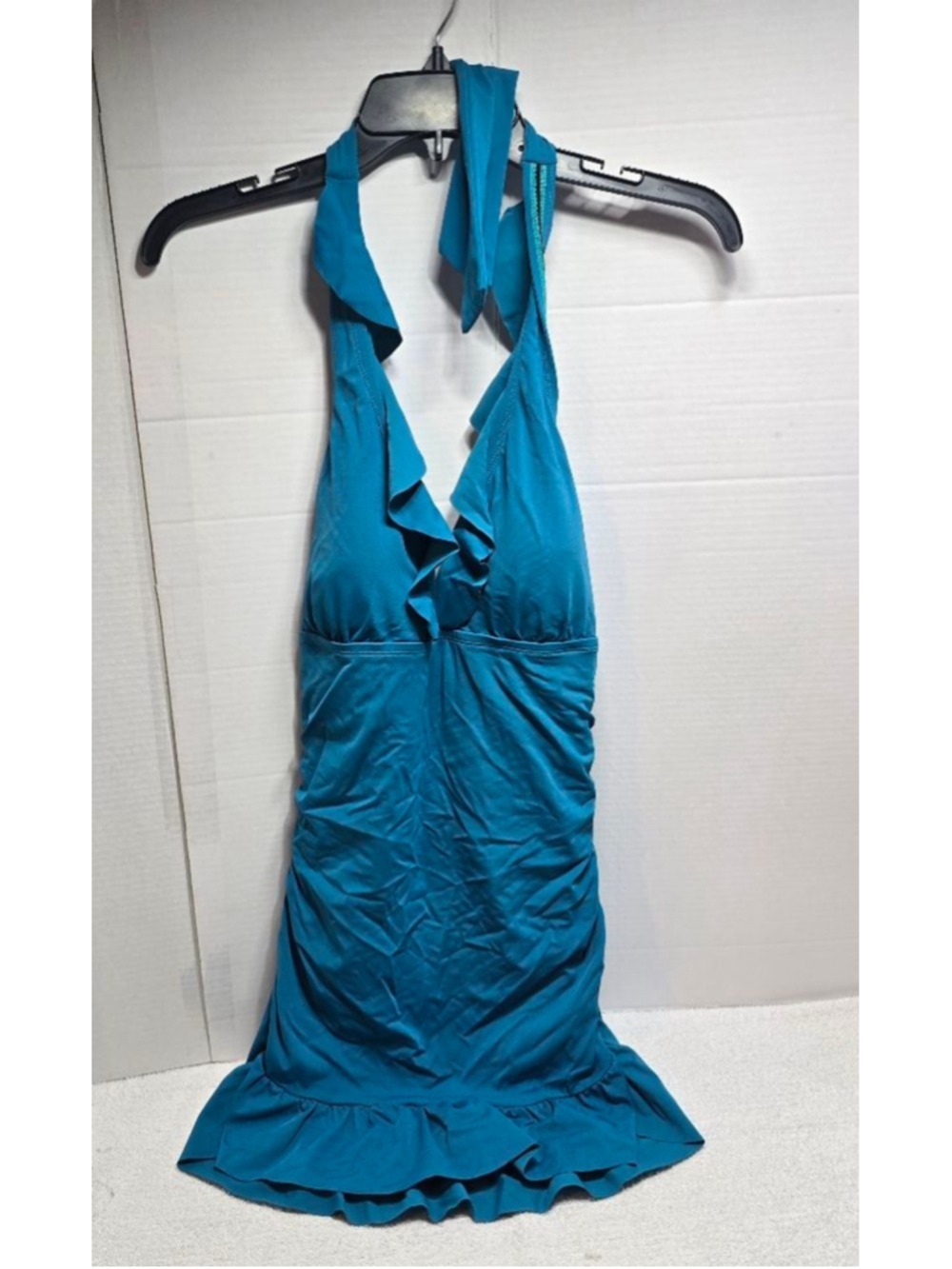 Women's Jaclyn Smith Teal Halter Ruffle One Piece Swimsuit Size 8